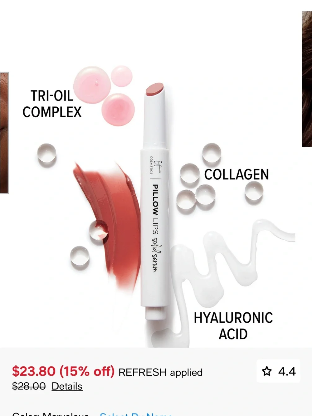 IT Cosmetics Pillow Lips Solid Serum Lip Gloss- Marvelous 2.17g/0.07oz